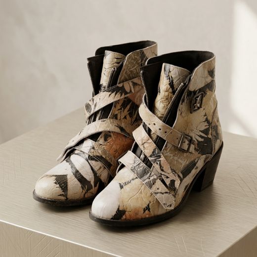 spark nigh party dress green Redsoga Ecoprint Leather Ankle Boots